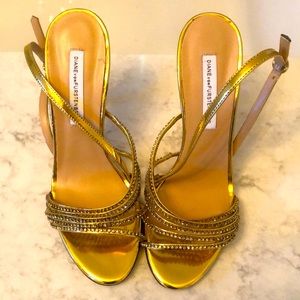 Beautiful Diane von Furstenberg elegant rhinestone heels